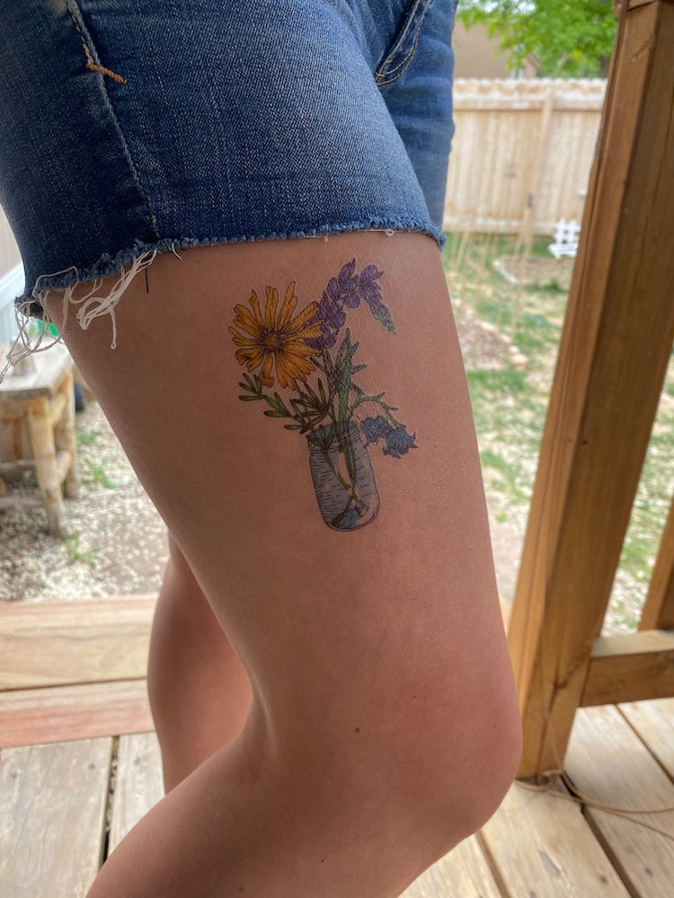 6 temporary flower tattoos