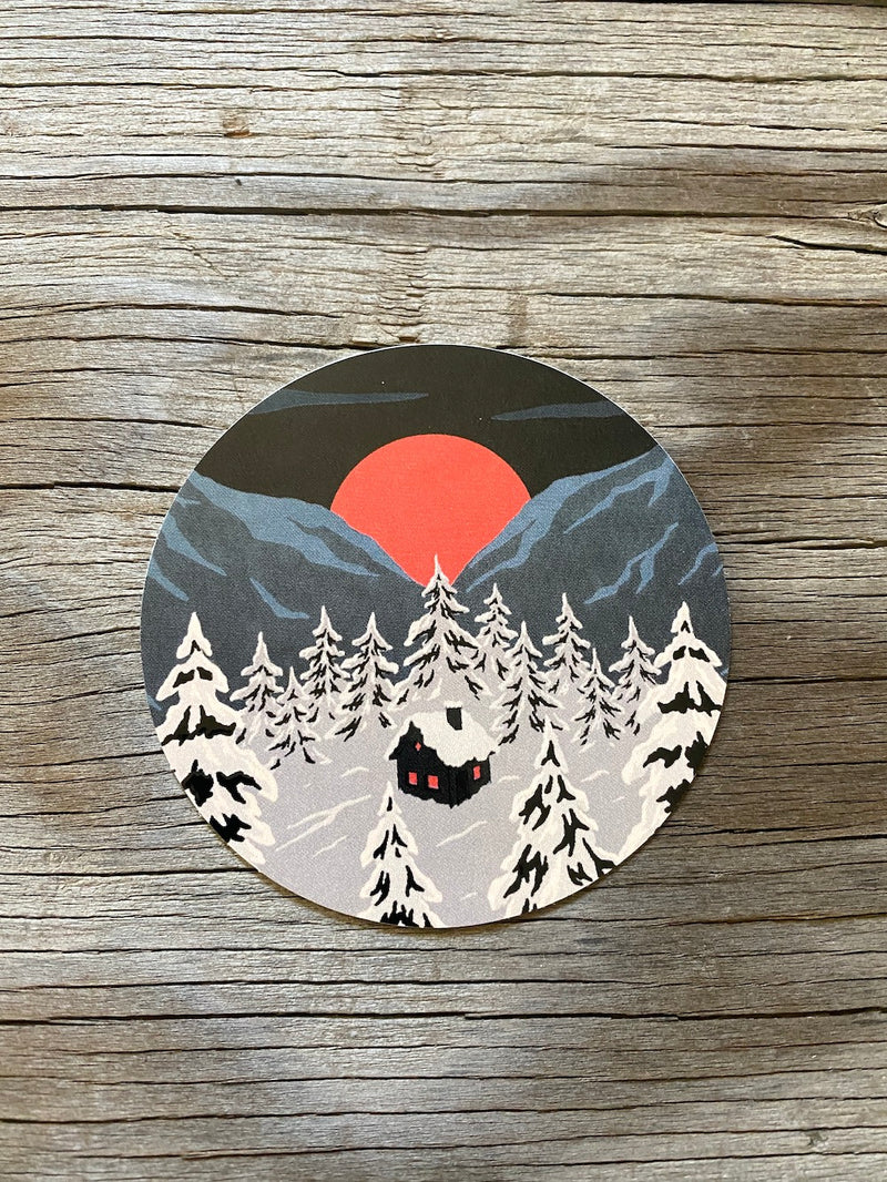Winter Cottage Sticker