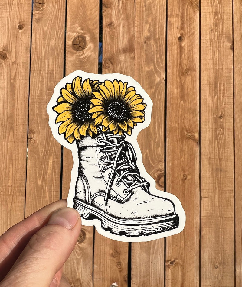 Boot & Flowers Sticker