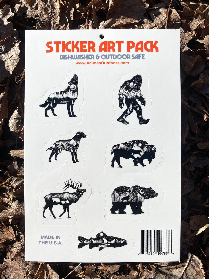 7 Mini Animals Sticker Sheet Pack