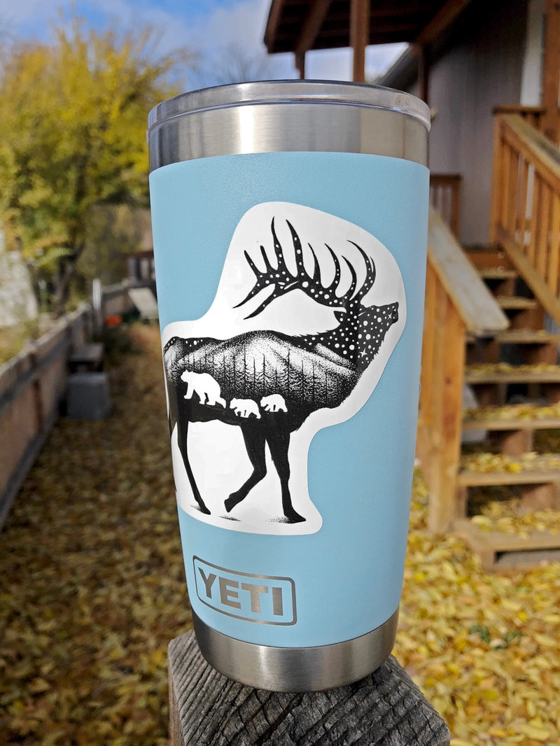 elk in the woods sticker