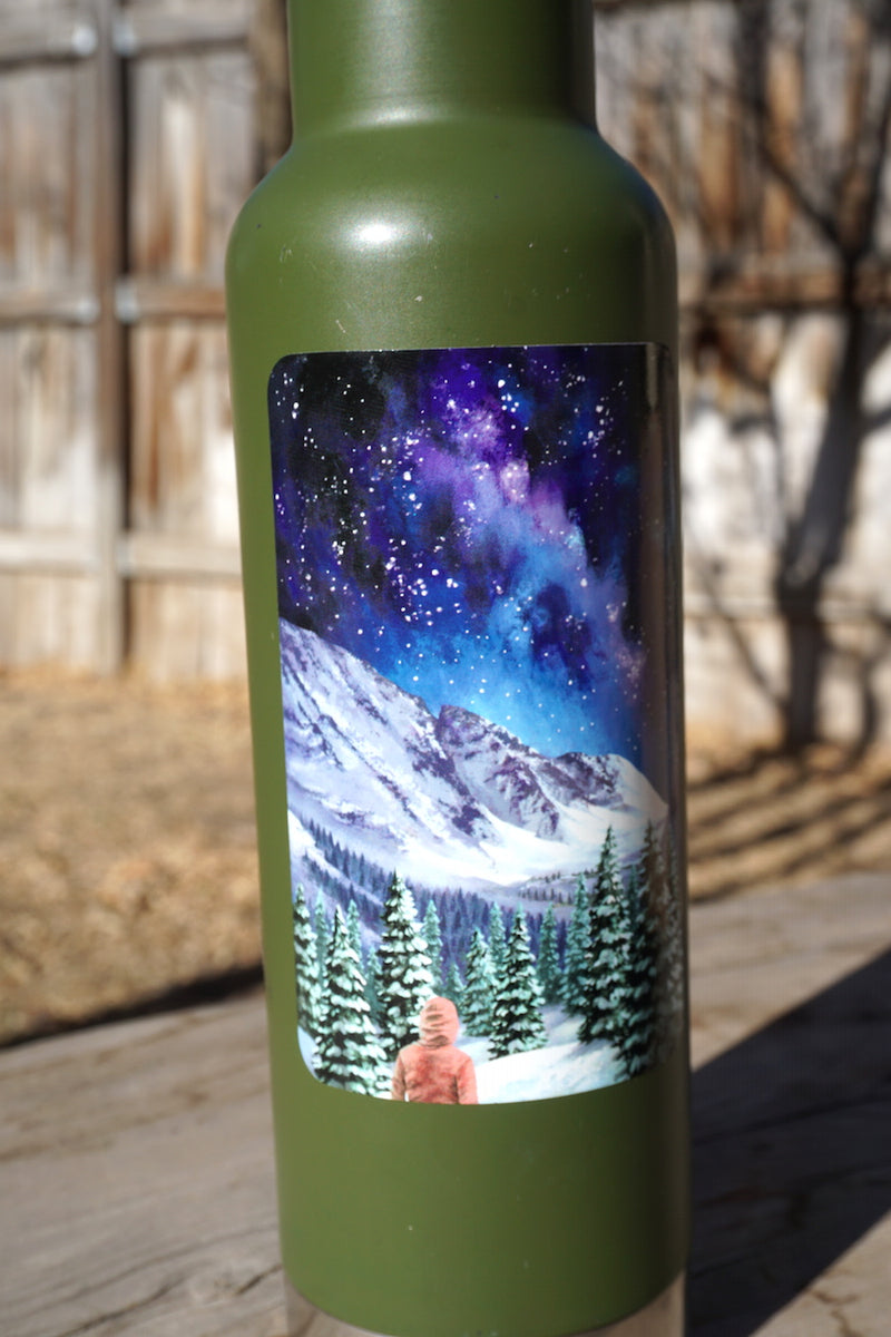 trees and milky way hiker sticker