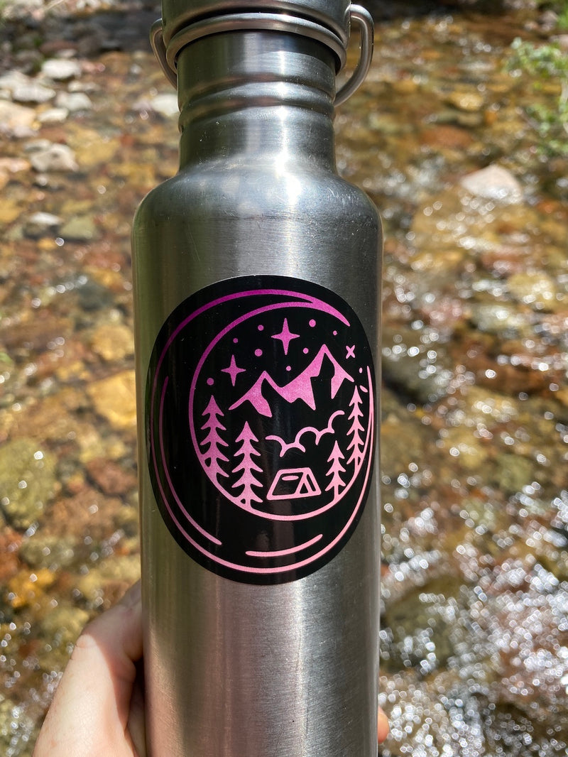 floral camping sticker water bottle
